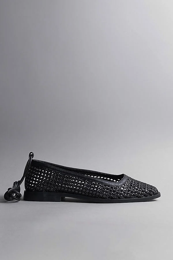Nana Ankle-Strap Woven Ballet Flats