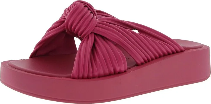 Nana Womens Pleated Faux Leather Slide Sandals