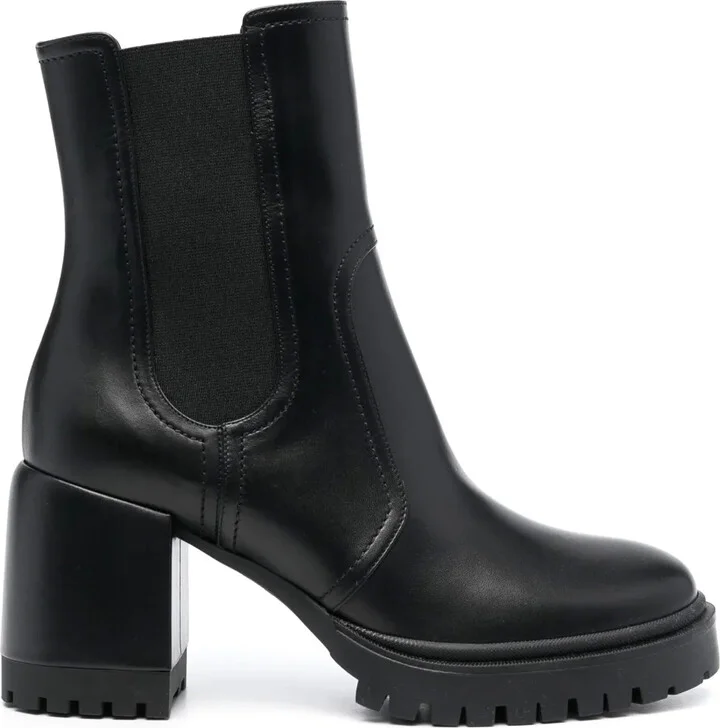 Nancy 75mm block-heel leather boots