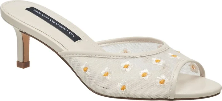 Nancy Mesh Embroidered Kitten Heel