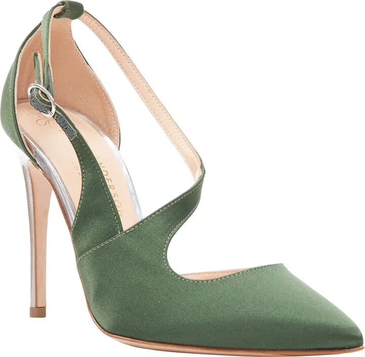 Nanda Satin D'orsay Silver Heel Pointy Pumps