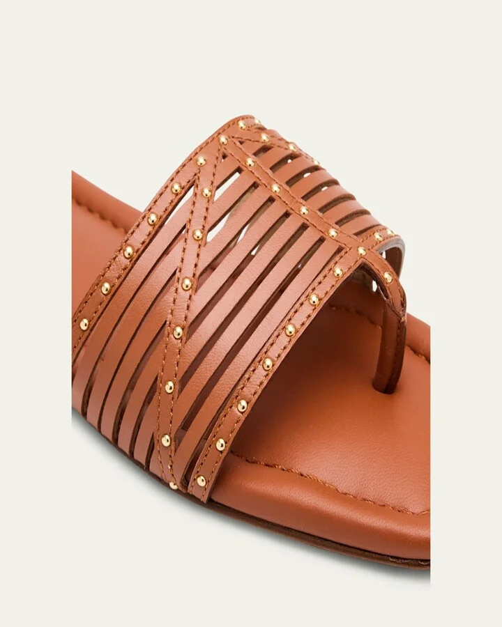 Naomi Caged Leather Thong Flats - Image 4