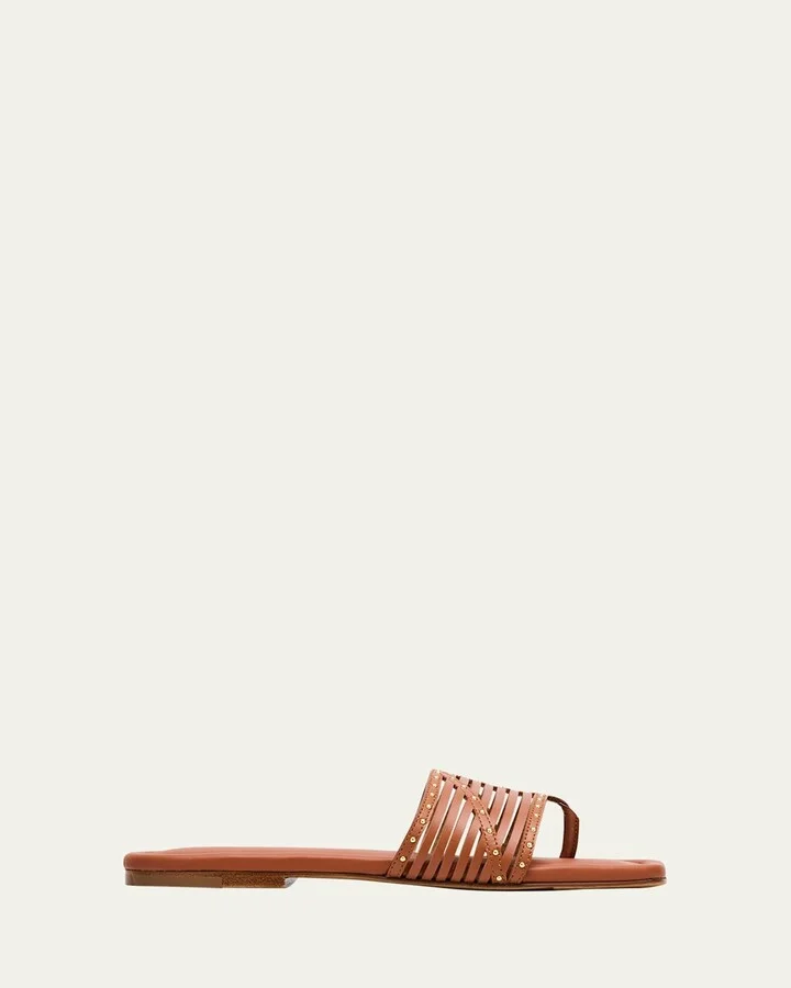 Naomi Caged Leather Thong Flats