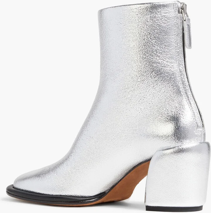 Naomi metallic textured-leather ankle boots - Image 3