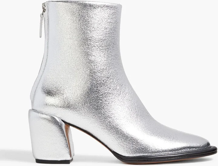 Naomi metallic textured-leather ankle boots