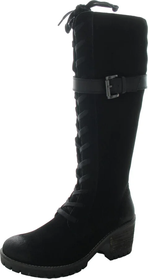 Naomi Womens Zipper Leather Knee-High Boots