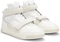NAOMI x BOSS leather high-top trainers with riptape straps- White Women's Sneakers size 5