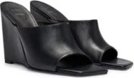 NAOMI x BOSS wedge-heel mules in leather- Black Women's Sandals size 5
