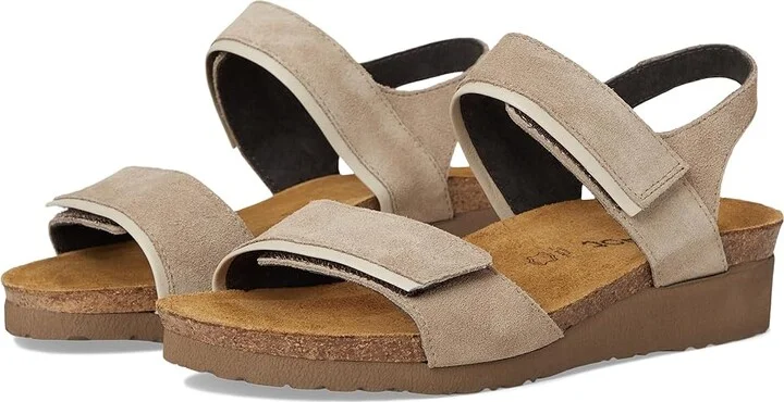 Naot Aisha - Wide Women's Shoes Almond Suede/Ivory Leather : EU 39 (US Women's 8) M