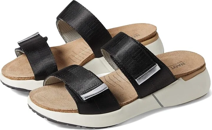 Naot Calliope Women's Shoes Soft Black Leather/Black Woven Strap : EU 37 (US Women's 6) M, Leather/Textile