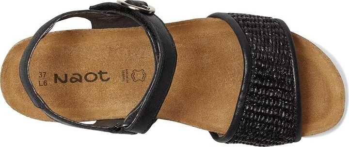 Naot Cecile Women's Sandals Black Shiny Leather/Black Raffia : EU 42 (US Women's 11) M - Image 2