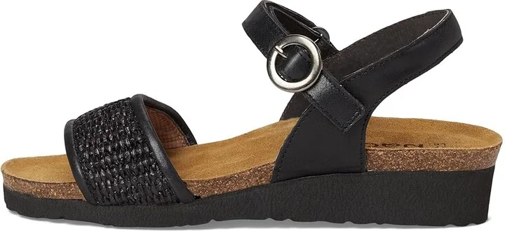 Naot Cecile Women's Sandals Black Shiny Leather/Black Raffia : EU 42 (US Women's 11) M - Image 6