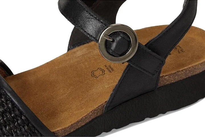 Naot Cecile Women's Sandals Black Shiny Leather/Black Raffia : EU 42 (US Women's 11) M - Image 7