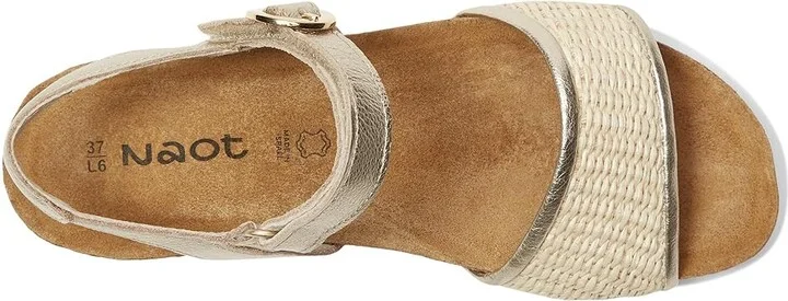 Naot Cecile Women's Sandals Radiant Gold Leather/Blonde Raffia : EU 42 (US Women's 11) M - Image 2