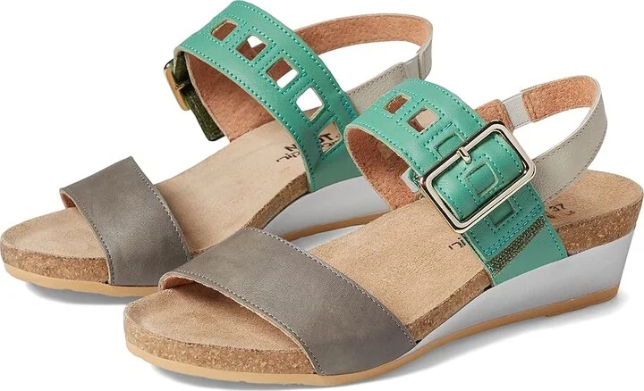 Naot Dynasty Women's Shoes Foggy Gray/Soft Jade/Soft Ivory Leather : EU 41 (US Women's 10) M