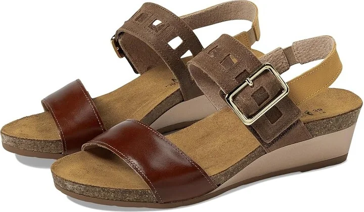 Naot Dynasty Women's Shoes Maple Brown/Antique Brown/Marigold Leather Combo : EU 36 (US Women's 5) M