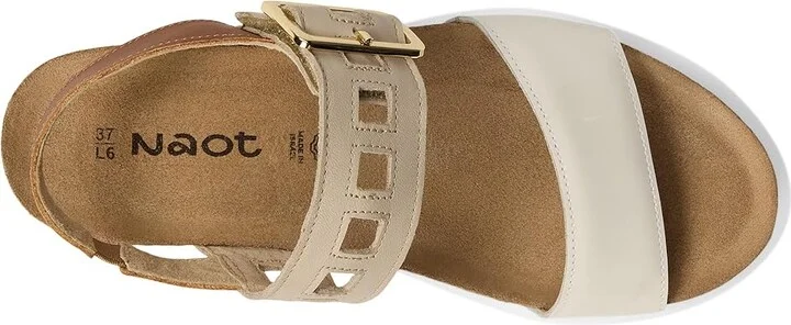 Naot Dynasty Women's Shoes Porcelain Patent Leather/Ivory Leather/Latte Brown Leather : EU 37 (US Women's 6) M - Image 2