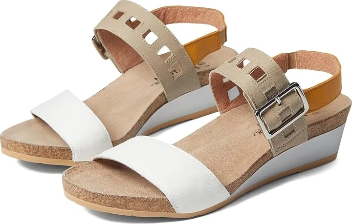 Naot Dynasty Women's Shoes White/Beige/Marigold Leather Combo : EU 35 (US Women's 4) M