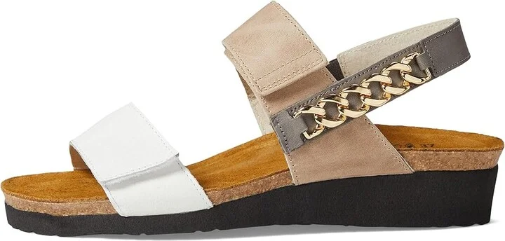 Naot Eliana Women's Shoes White/Khaki Beige/Foggy Gray Combination : EU 35 (US Women's 4) M, Leather - Image 5