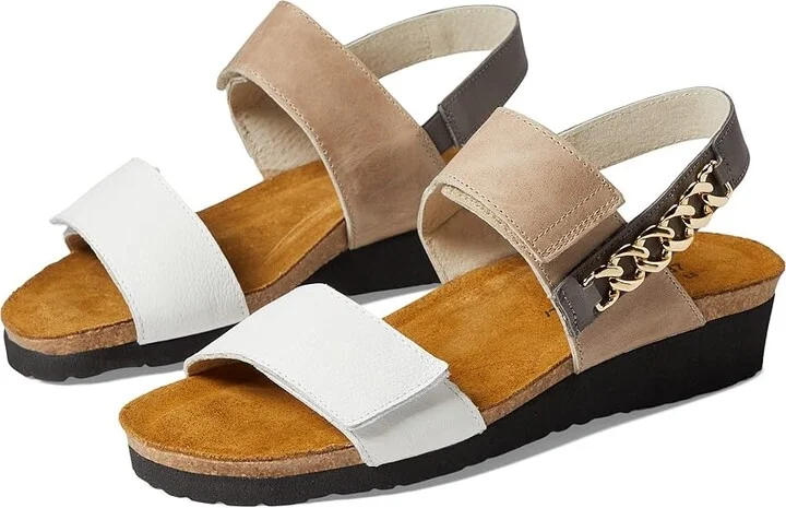 Naot Eliana Women's Shoes White/Khaki Beige/Foggy Gray Combination : EU 35 (US Women's 4) M, Leather