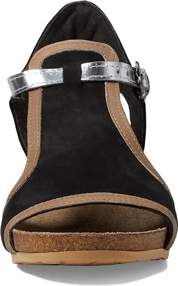 Naot Fiona Women's Sandals Black Velvet Nubuck/Khaki Beige Leather/Silver Mirror Leather : EU 37 (US Women's 6) M - Image 3