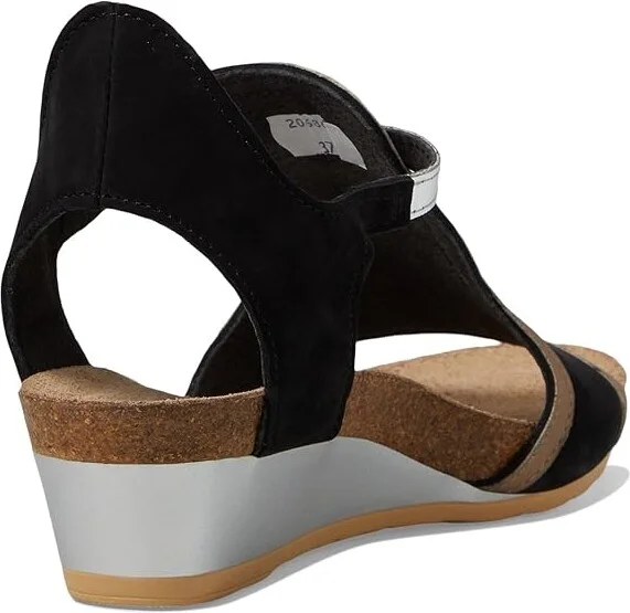 Naot Fiona Women's Sandals Black Velvet Nubuck/Khaki Beige Leather/Silver Mirror Leather : EU 37 (US Women's 6) M - Image 5