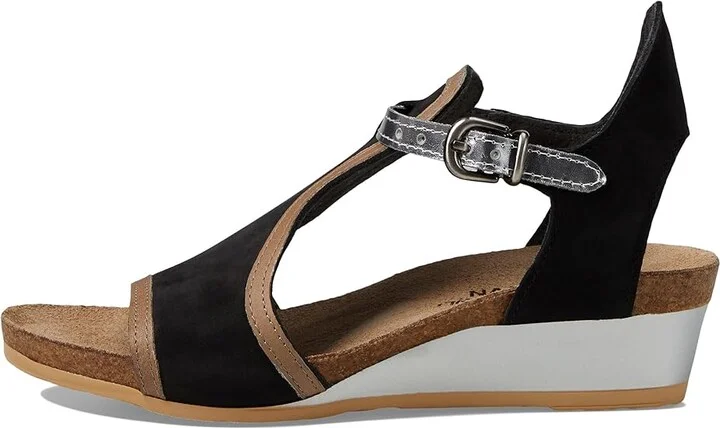 Naot Fiona Women's Sandals Black Velvet Nubuck/Khaki Beige Leather/Silver Mirror Leather : EU 37 (US Women's 6) M - Image 7