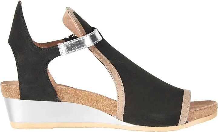 Naot Fiona Women's Sandals Black Velvet Nubuck/Khaki Beige Leather/Silver Mirror Leather : EU 37 (US Women's 6) M - Image 8