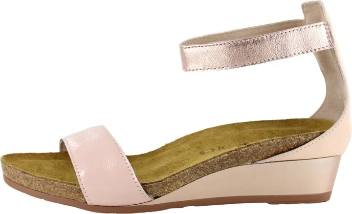 NAOT Footwear Womens Pixie Sandal Rose Patent Leather/Pale Blush Leather/Rose Gold Leather -7-7.5 M US