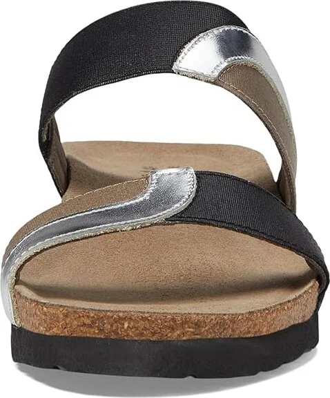 Naot Frankie Women's Shoes Silver Mirror Leather/Gloss Black Stretch/Khaki Patina Elastic : EU 36 (US Women's 5) M - Image 3