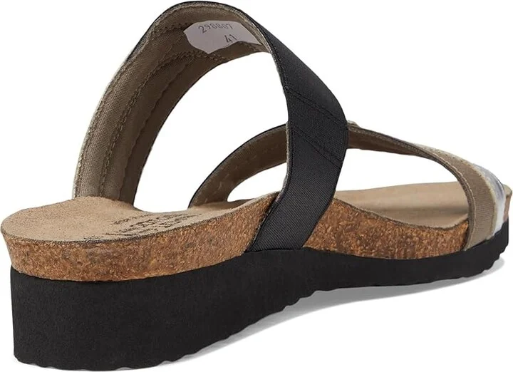 Naot Frankie Women's Shoes Silver Mirror Leather/Gloss Black Stretch/Khaki Patina Elastic : EU 36 (US Women's 5) M - Image 5