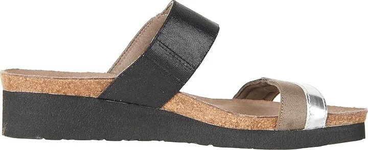 Naot Frankie Women's Shoes Silver Mirror Leather/Gloss Black Stretch/Khaki Patina Elastic : EU 36 (US Women's 5) M - Image 8