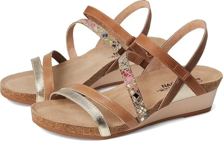 Naot Hero Women's Shoes Radiant Gold/Golden Floral/Arizona Tan Leather : EU 37 (US Women's 6) M