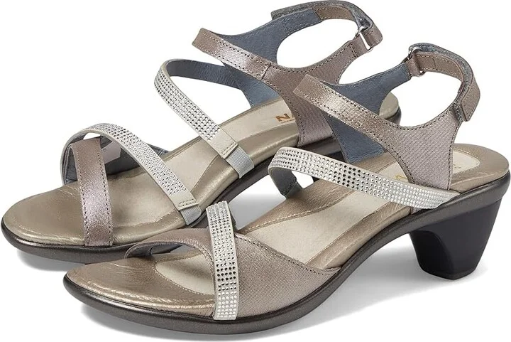 Naot Innovate Women's Shoes Silver Threads Leather/Beige Microfiber/Clear Rhinestones : EU 35 (US Women's 4) M
