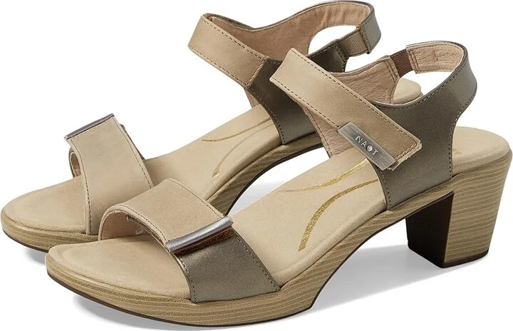 Naot Intact Women's Shoes Khaki Beige Leather/Pewter Leather/Mirror Leather : EU 35 (US Women's 4) M