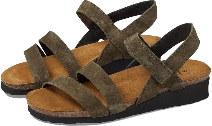 Naot Kayla Women's Sandals Oily Olive Suede : EU 35 (US Women's 4-4.5) M, Leather/Suede