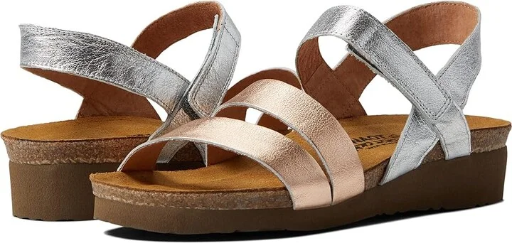 Naot Kayla Women's Sandals Soft Silver Leather/Soft Rose Gold Leather : EU 35 (US Women's 4-4.5) M, Leather/Suede