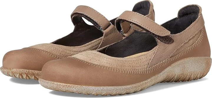 Naot Kirei Women's Maryjane Shoes Almond Suede/Bark Nubuck/Soft Stone Leather : EU 35 (US Women's 4) M, Leather/Suede