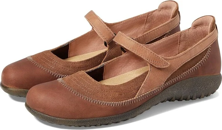 Naot Kirei Women's Maryjane Shoes Antique Brown Suede Combo : EU 35 (US Women's 4) M