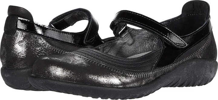 Naot Kirei Women's Maryjane Shoes Soft Black Leather/Metallic Onyx Leather/Black Luster Leather : EU 35 (US Women's 4) M