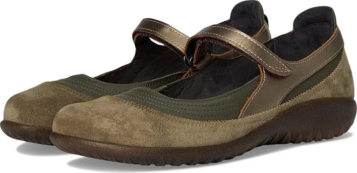 Naot Kirei Women's Maryjane Shoes Soft Green Leather/Hunter Green Suede/Pewter Leather : EU 41 (US Women's 10) M, Leather/Suede