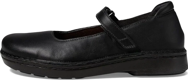 Naot Martinos Women's Flat Shoes Jet Black Leather : EU 38 (US Women's 7) M, Cork/Leather/Suede - Image 5