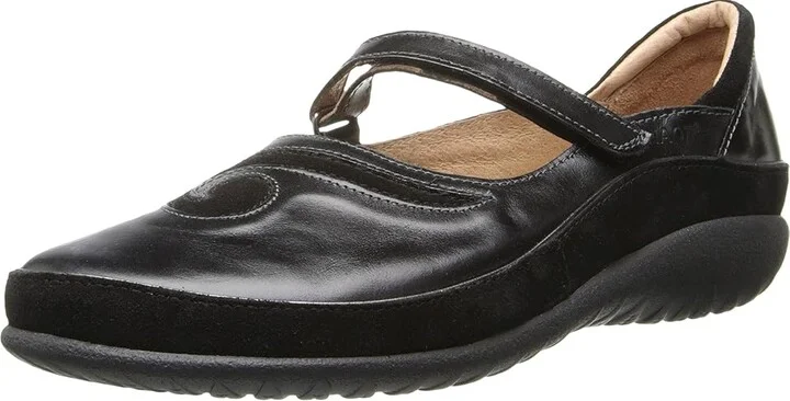 Naot Matai Women's Maryjane Shoes Black Madras Leather/Black Suede : EU 35 (US Women's 4) M, Leather/Suede - Image 2