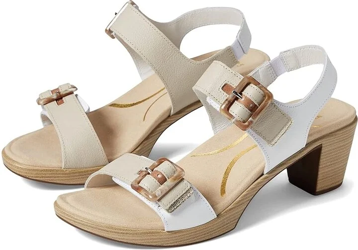 Naot Mode Women's Shoes White/Ivory/Latte/Radiant Gold Leather Combination : EU 42 (US Women's 11) M, Leather/Textile