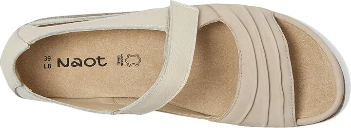 Naot Papaki Women's Shoes Beige Nubuck/Ivory Crinkle Patent Leather : EU 41 (US Women's 10) M, Leather/Suede - Image 2