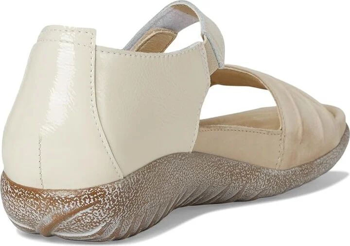 Naot Papaki Women's Shoes Beige Nubuck/Ivory Crinkle Patent Leather : EU 41 (US Women's 10) M, Leather/Suede - Image 4