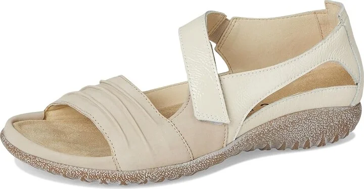 Naot Papaki Women's Shoes Beige Nubuck/Ivory Crinkle Patent Leather : EU 41 (US Women's 10) M, Leather/Suede - Image 5