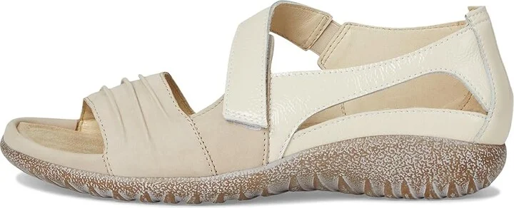 Naot Papaki Women's Shoes Beige Nubuck/Ivory Crinkle Patent Leather : EU 41 (US Women's 10) M, Leather/Suede - Image 6