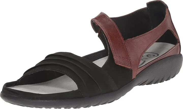 Naot Papaki Women's Shoes Black Velvet Nubuck/Cinnamon Leather : EU 35 (US Women's 4) M, Leather/Suede - Image 2