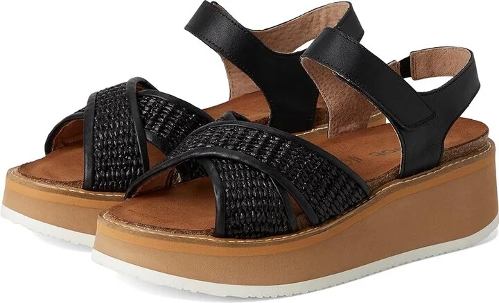 Naot Pavlova Women's Sandals Jet Black Leather/Black Raffia : EU 35 (US Women's 4) M
